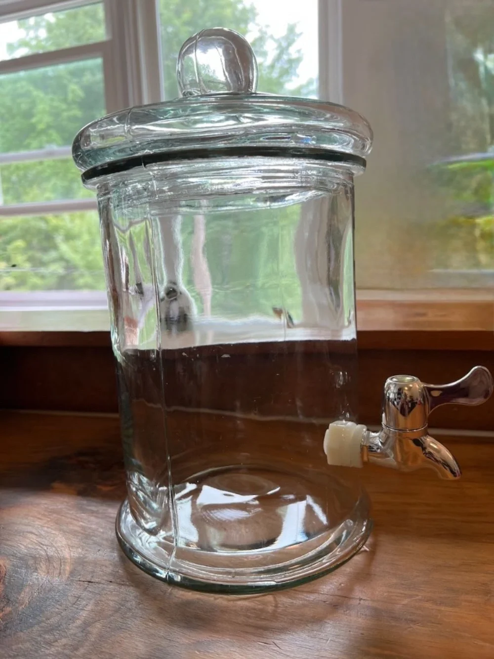 Vintage Large Glass Beverage Dispenser Jar with Lid and Spigot